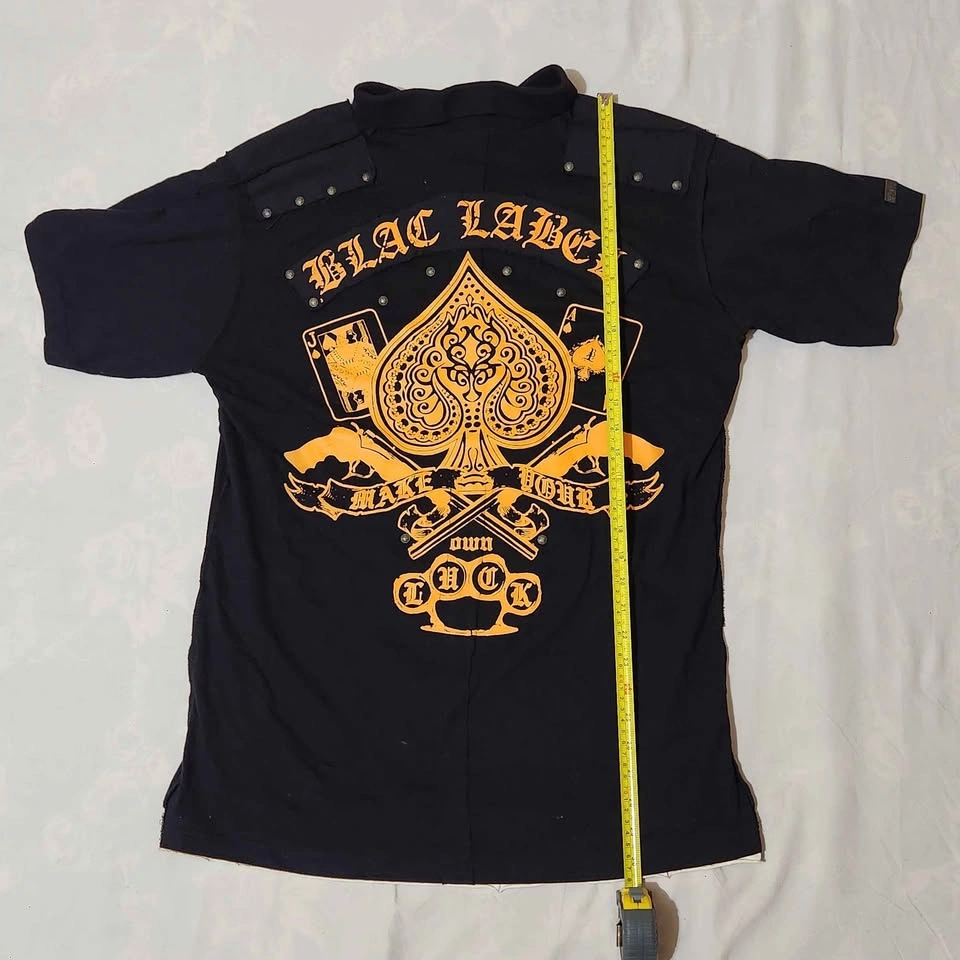 Y2K Blac Label Premium Graphic Polo Shirt - Black & Gold - Size - photo 2