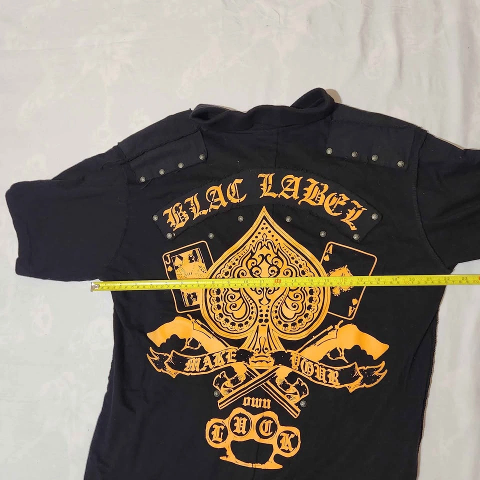 Y2K Blac Label Premium Graphic Polo Shirt - Black & Gold - Size - photo 3