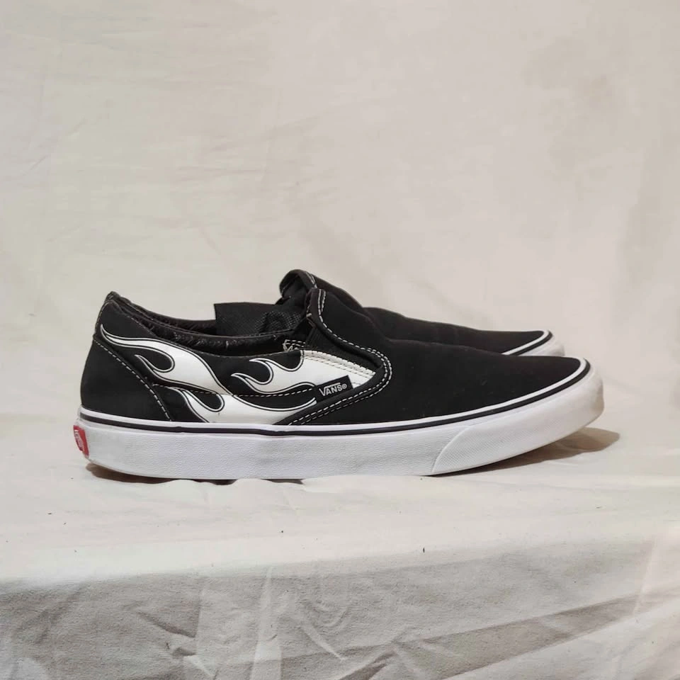 Vans Classic Slip-On Black & White Flame Shoes - Men’s Size 10.5 - photo 4