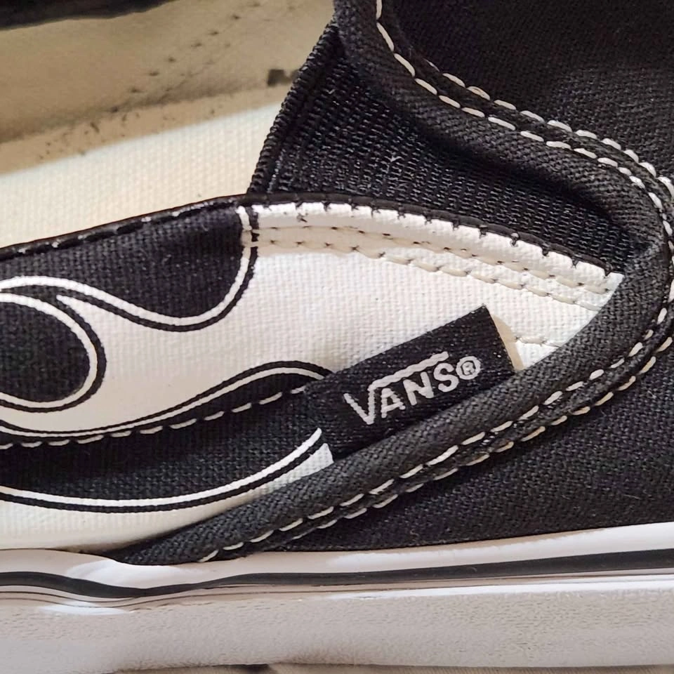 Vans Classic Slip-On Black & White Flame Shoes - Men’s Size 10.5 - photo 5