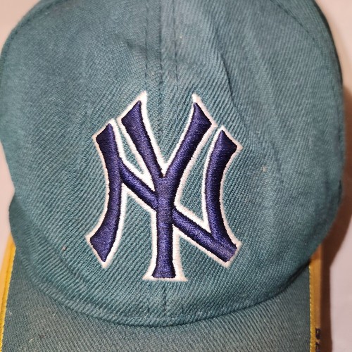 Vtg 80s NY Yankees Brim Script Hat Made in Korea Green Gold - photo 5