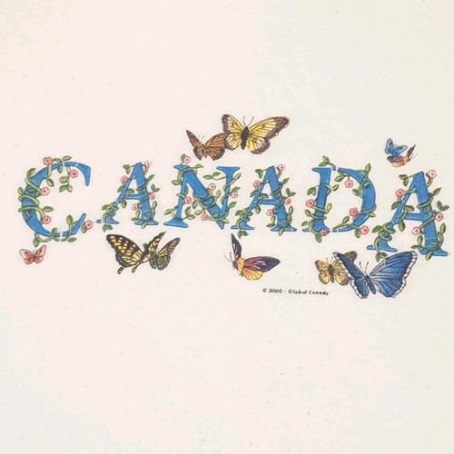 VTG Canada Butterfly T Shirt Mens 2000 XL Gray Floral Nature - photo 2