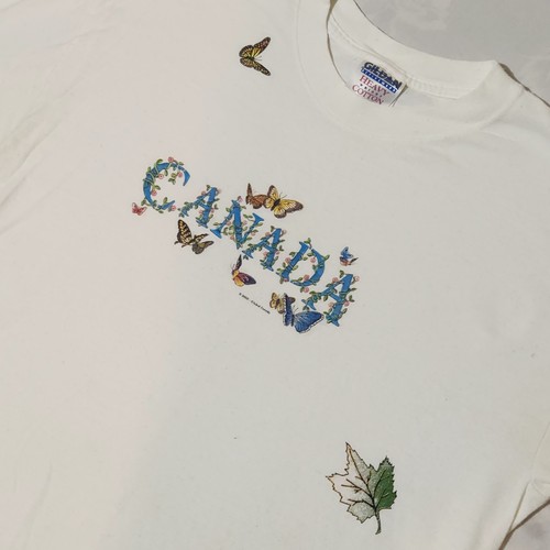 VTG Canada Butterfly T Shirt Mens 2000 XL Gray Floral Nature - photo 3