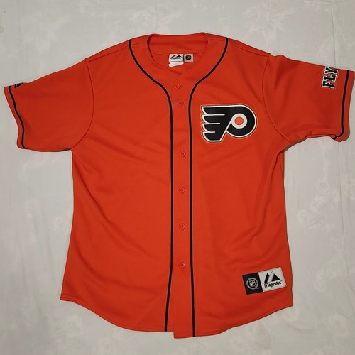 Philadelphia Flyers Majestic Made in USA Button Jersey Men's L