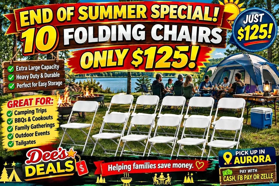 10 Pack Folding Chairs BRAND NEW IN BOX ONLY $125