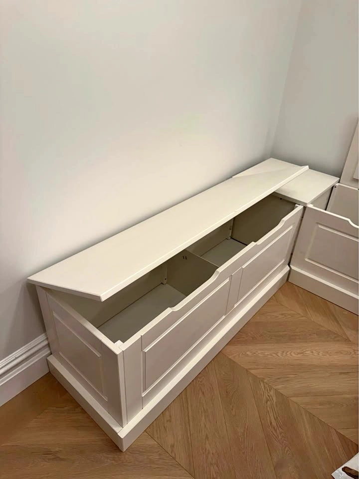 Linon Harris White Solid Pine Backless Nook with Storage