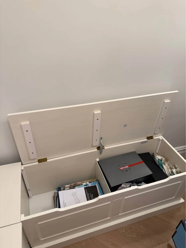 Linon Harris White Solid Pine Backless Nook with Storage - photo 4