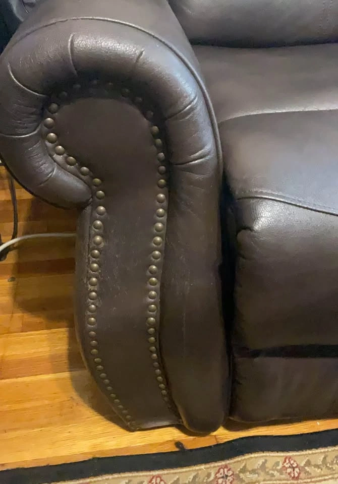 Dark Brown Reclining Sofa with Nailhead Trim - photo 3