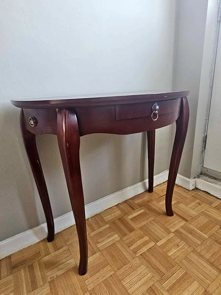 Elegant Mahogany-Style Console Table with Drawer