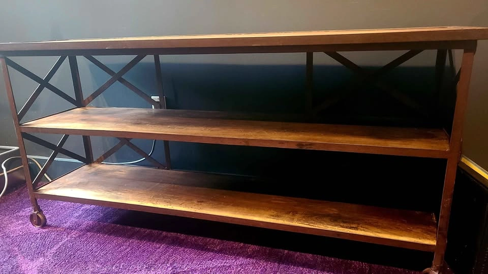 Rustic Wood and Iron Bookshelf/ TV Stand/ Console - photo 2