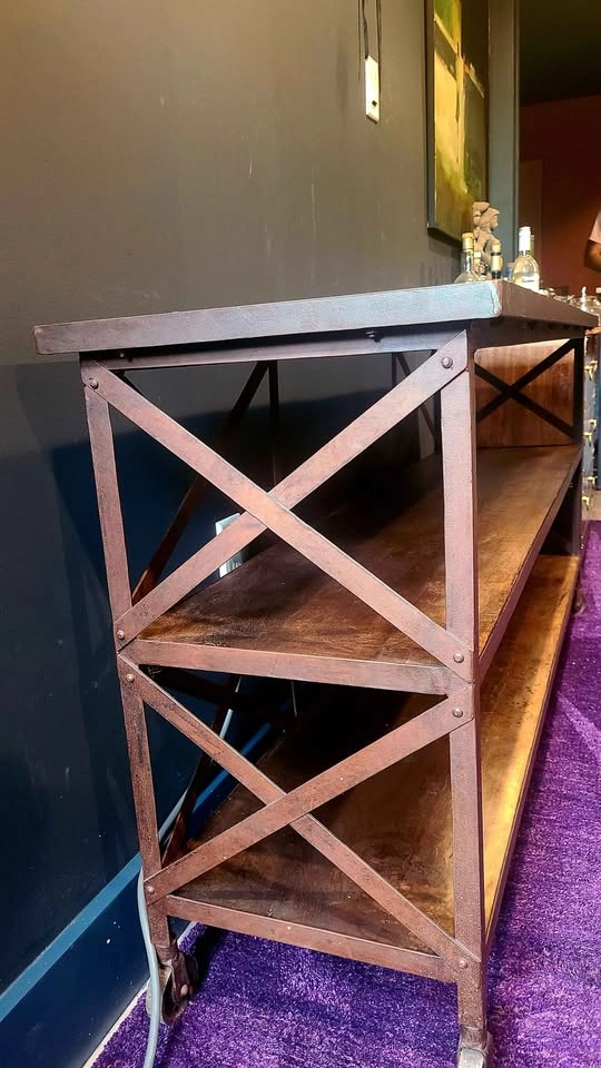 Rustic Wood and Iron Bookshelf/ TV Stand/ Console - photo 4