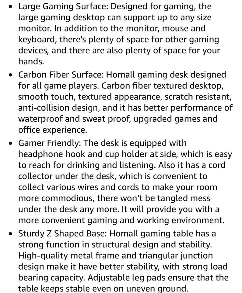 Gaming Computer Desk with Carbon Fiber Surface - photo 4