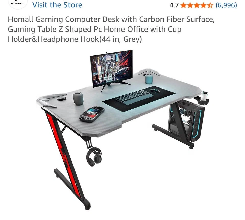 Gaming Computer Desk with Carbon Fiber Surface - photo 5