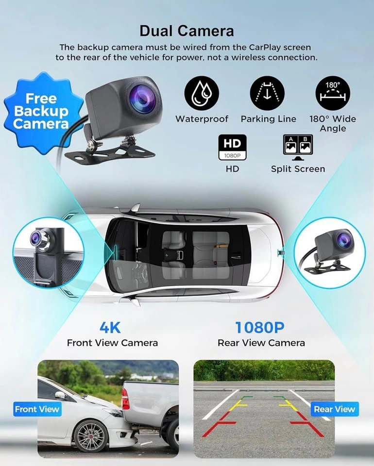Wireless Car Stereo with CarPlay, 8.1in 2K Touch Screen, 4K Dash - photo 4