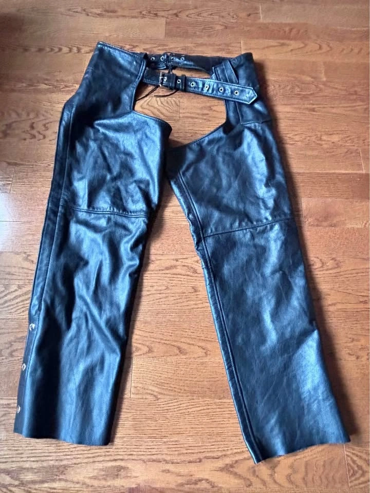 UNIK Leathers Black Leather Motorcycle Chaps Men’s 3XL