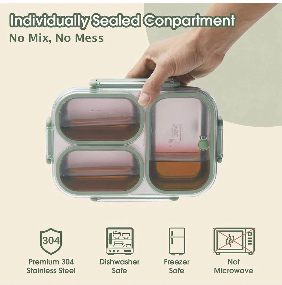 (New)Stainless Steel Bento Lunch Box (Green) - photo 4
