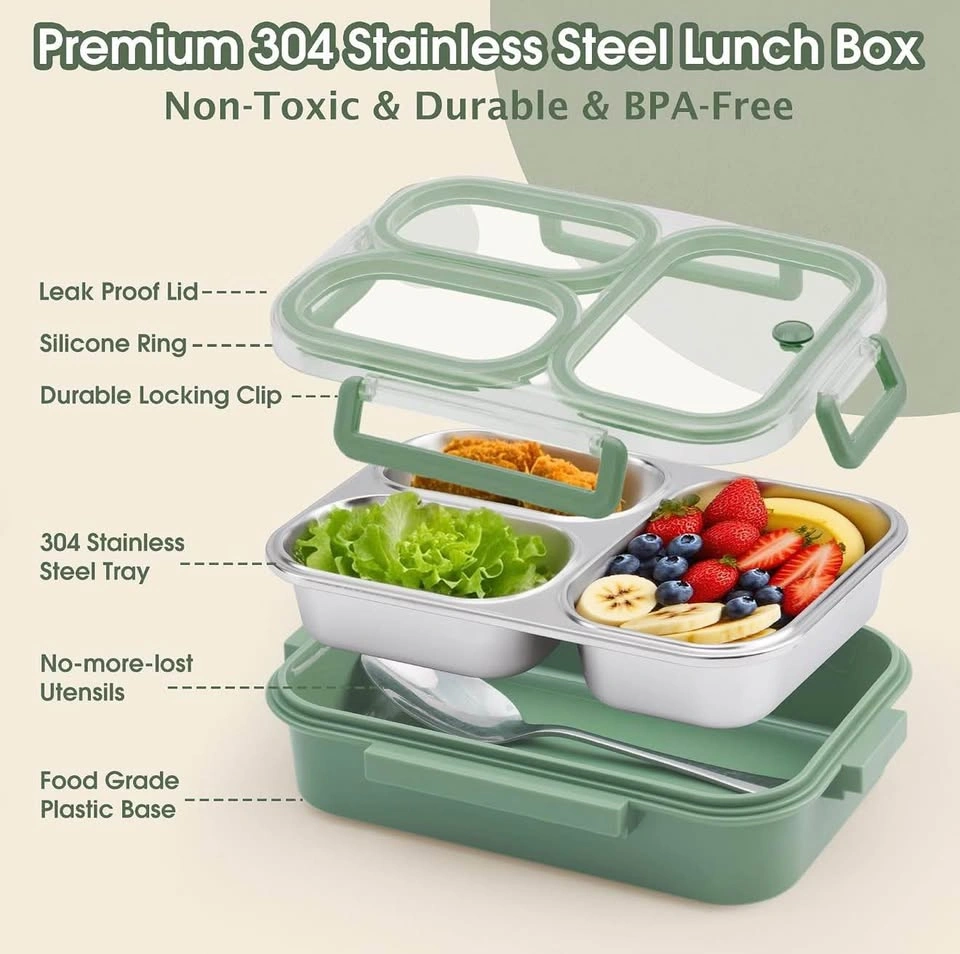 (New)Stainless Steel Bento Lunch Box (Green) - photo 5