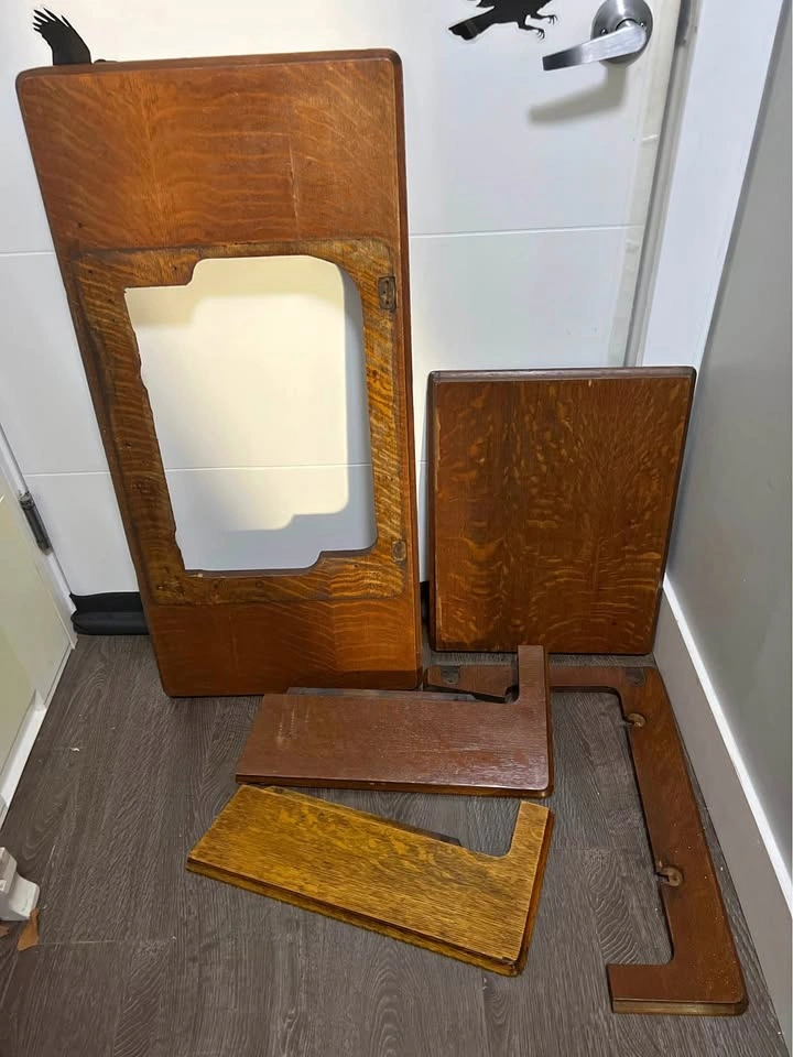 Vintage 1915 Singer Tiger Oak Wood Pieces - Salvage Project Lot