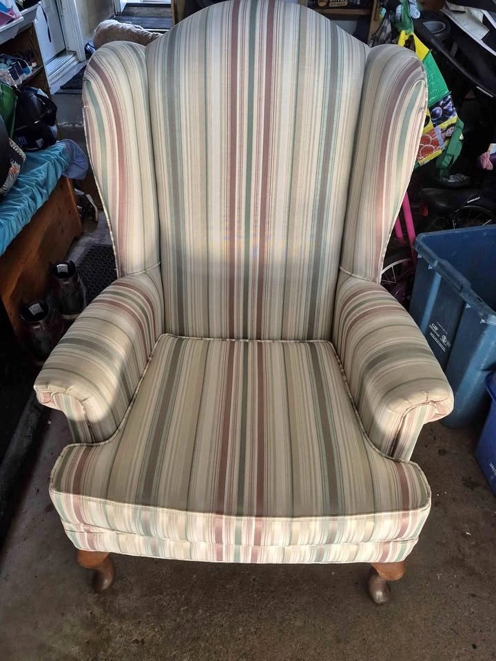 Striped Wingback Armchair