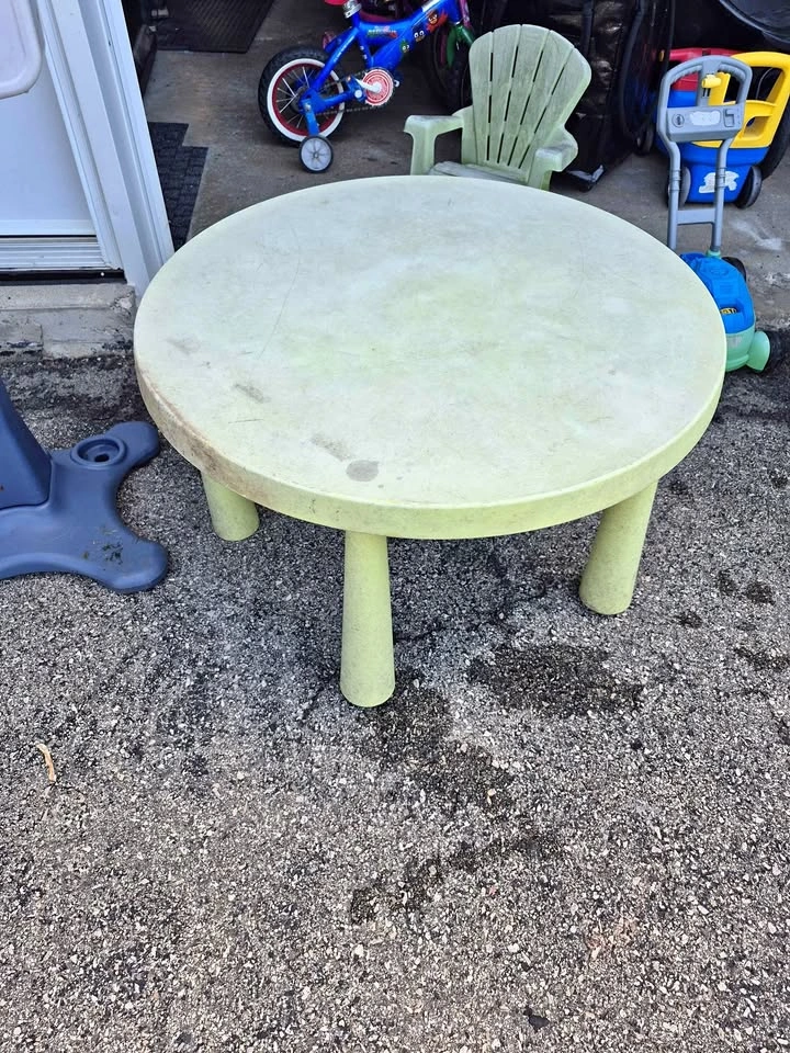 Table, Basketball Net, and Slide
