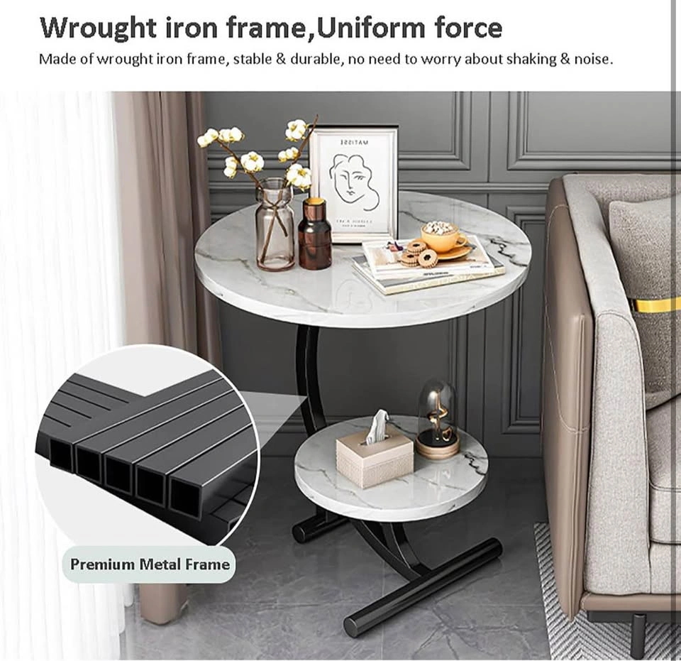 Modern End Table with Faux Marble Top – New - photo 3