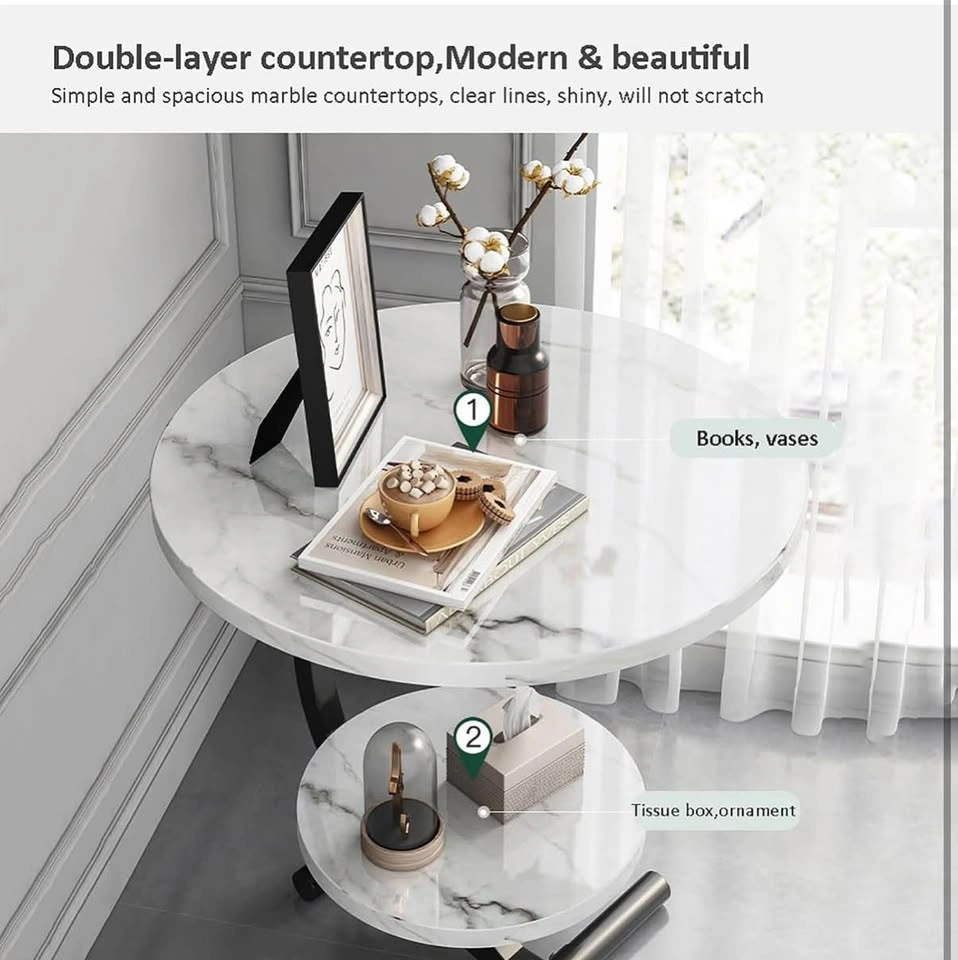 Modern End Table with Faux Marble Top – New - photo 5