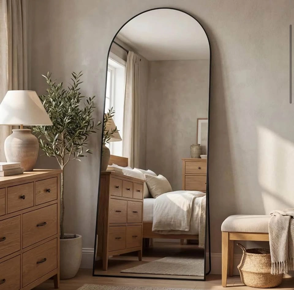 71” x 26” Arched Full Length Floor Mirror – Black Metal Frame - photo 4