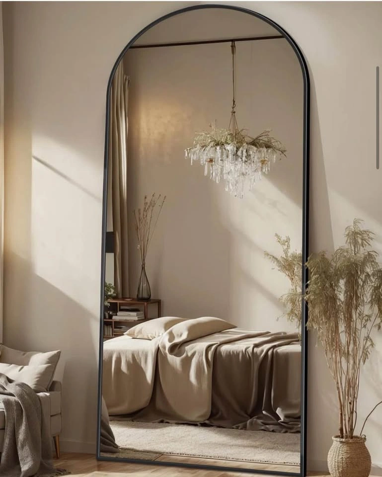 71” x 26” Arched Full Length Floor Mirror – Black Metal Frame - photo 5