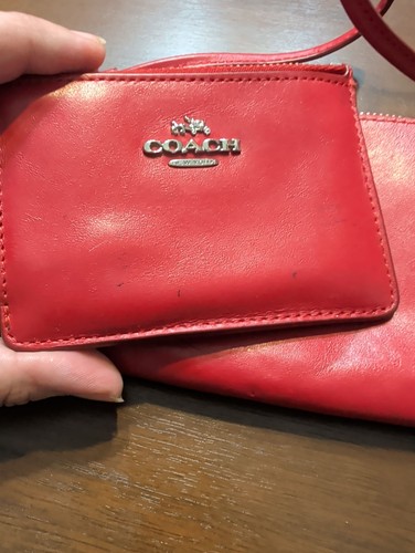 Coach Red Leather Wristlet and Mini Wallet Set - photo 4
