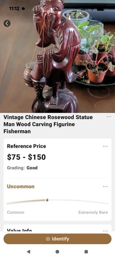 Chinese Rosewood Hand-Carved Fisherman Figurine Statue - photo 2