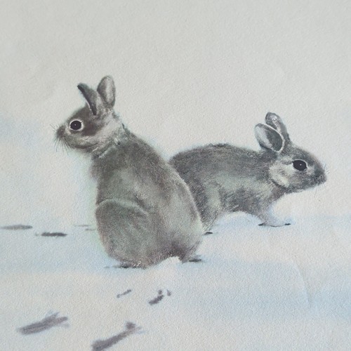 Frank T. Gee Snowbound Cottontails 1976 Signed Numbered Print - photo 2