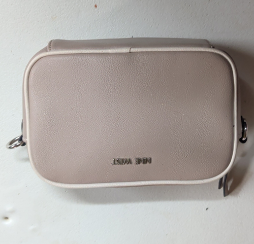 Nine West Small Beige Pebbled Logo Crossbody Bag
