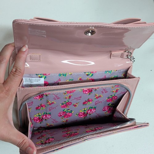 Betsey Johnson Pink Heart Embossed Bow Chain Wristlet Wallet - photo 5