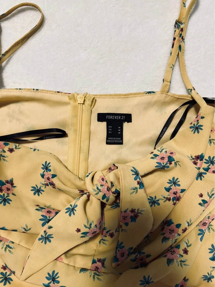 Forever 21 Yellow Floral Dress with Spaghetti Straps size M - photo 3