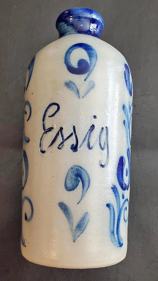 Vintage Salt-Glazed Stoneware Vinegar Bottle