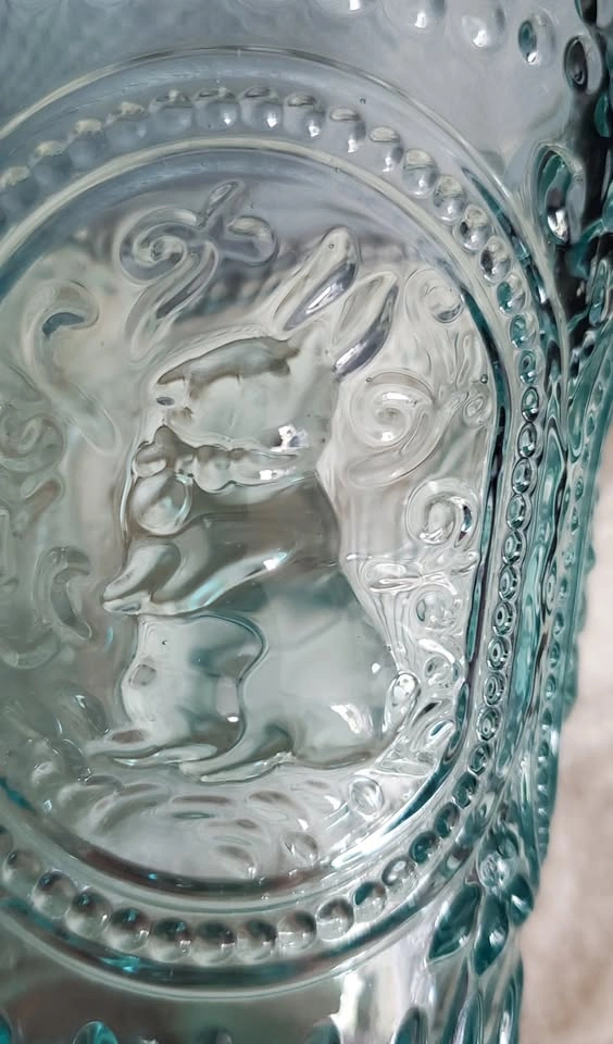 Vintage Blue Hobnail Glass/Goblet w Bunny Design - photo 3