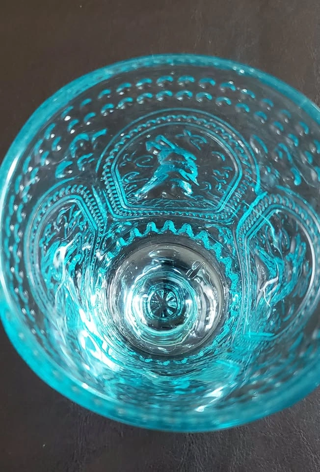 Vintage Blue Hobnail Glass/Goblet w Bunny Design - photo 4