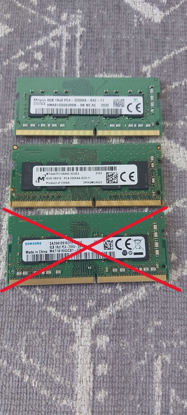 SK Hynix and Micron 8GB DDR4 Laptop RAM
