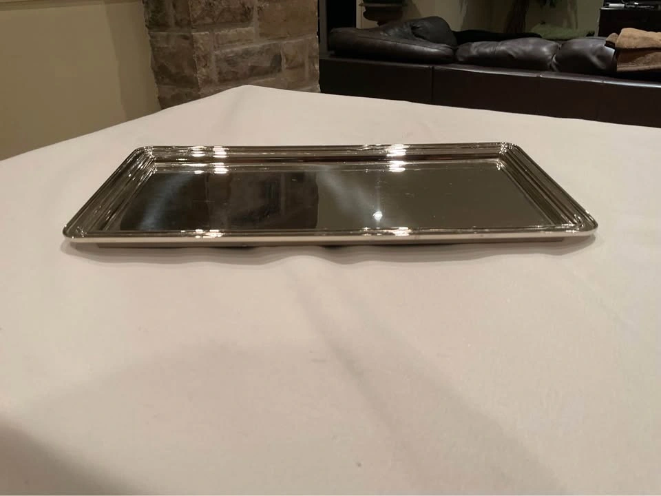 Restoration Hardware Silver Rectangular Tray with Bevelled Edges - photo 3