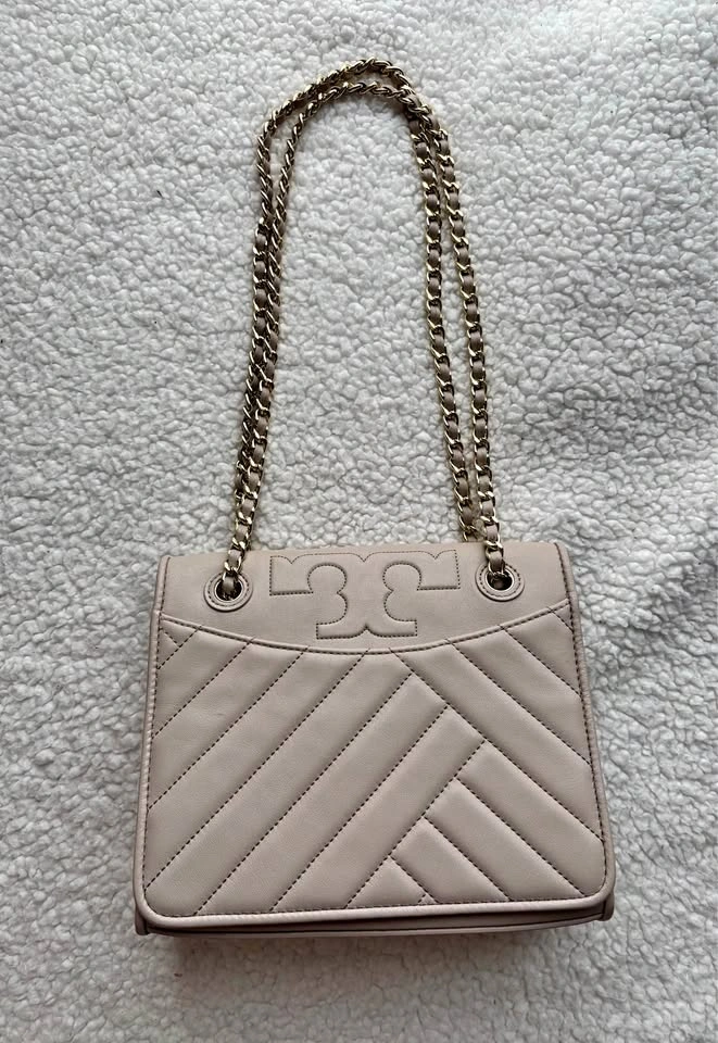 Tory Burch Alexa Convertible Pink/Beige Quilted Leather Bag