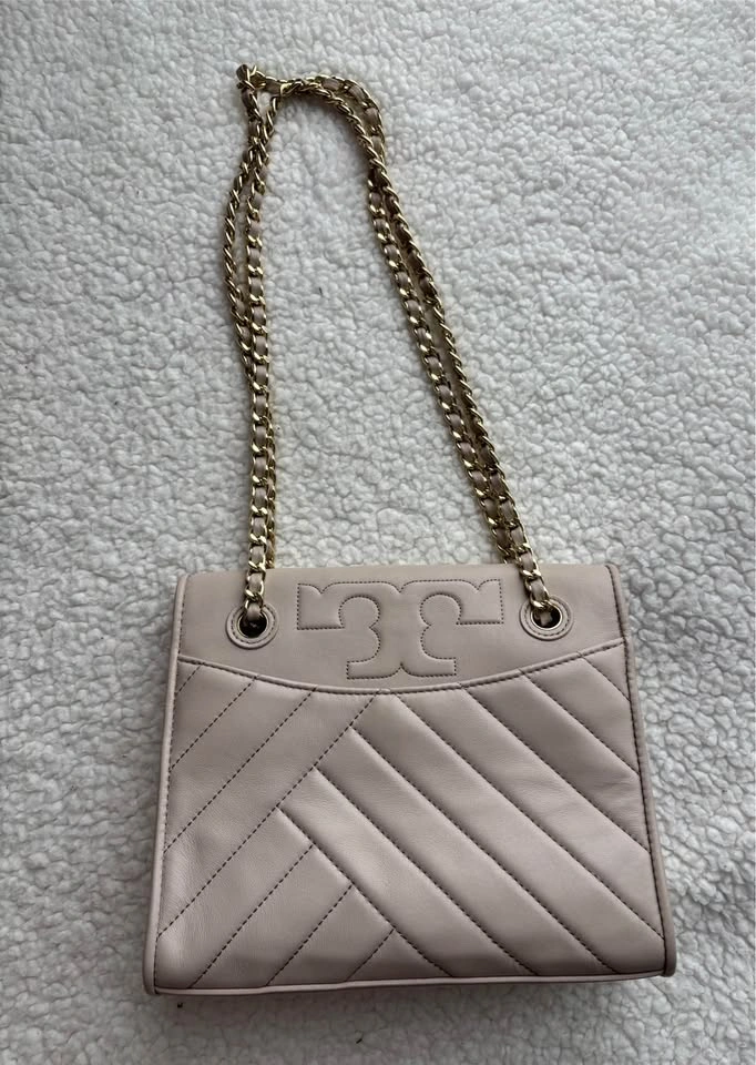 Tory Burch Alexa Convertible Pink/Beige Quilted Leather Bag - photo 3