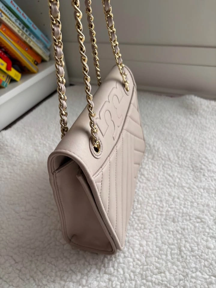 Tory Burch Alexa Convertible Pink/Beige Quilted Leather Bag - photo 5