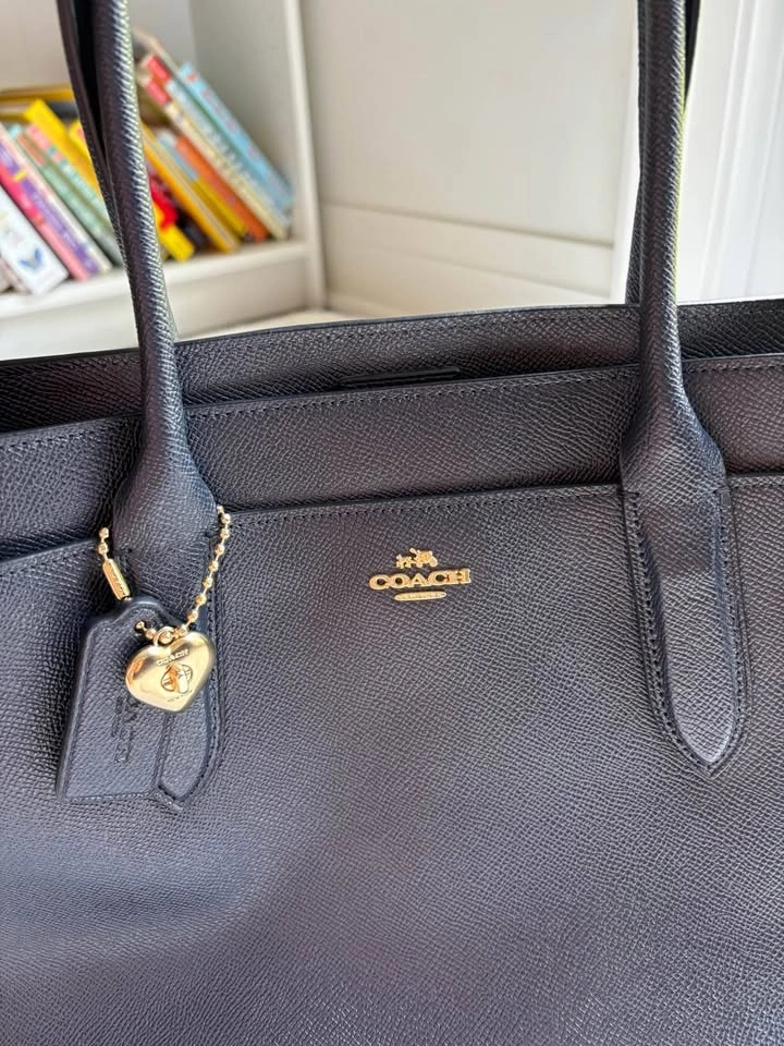 Coach Bailey Carryall Crossgrain Leather Tote Dark Navy 24218 - photo 3