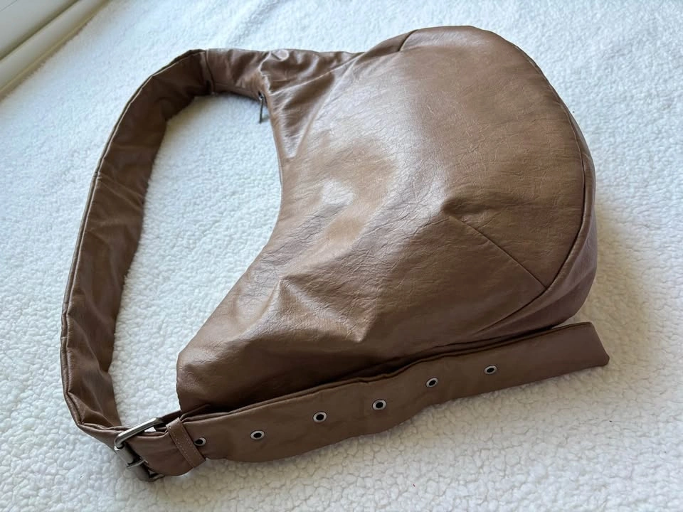 Urban Revivo NWOT Large Crescent Shoulder Hobo Bag - Tan/Brown - photo 4