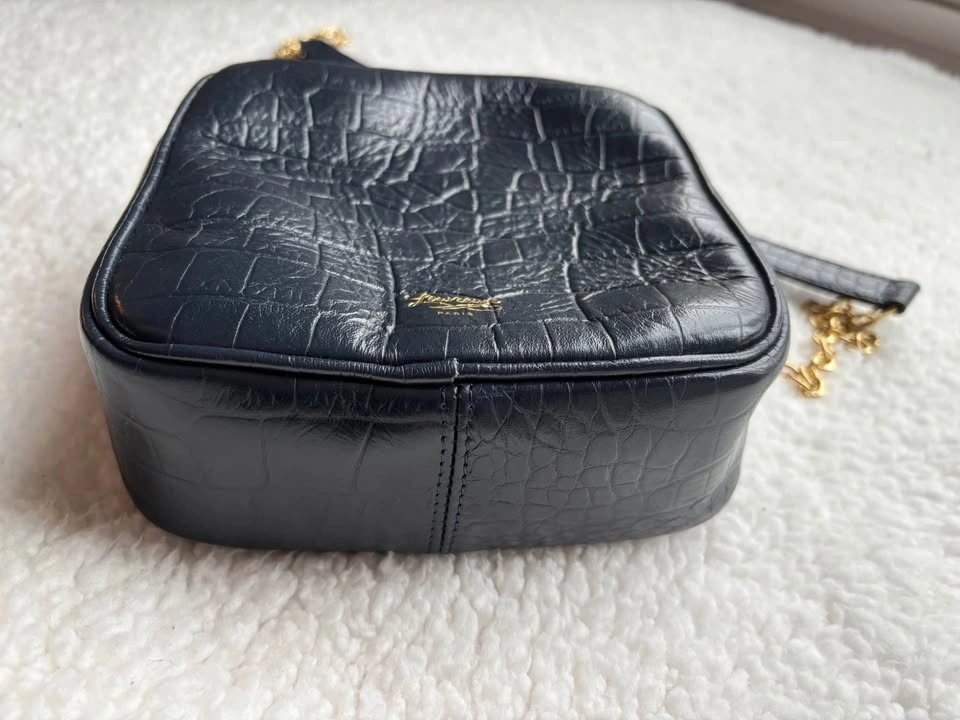 French Designer Louvreuse Navy Leather Croc-Embossed Crossbody B - photo 5