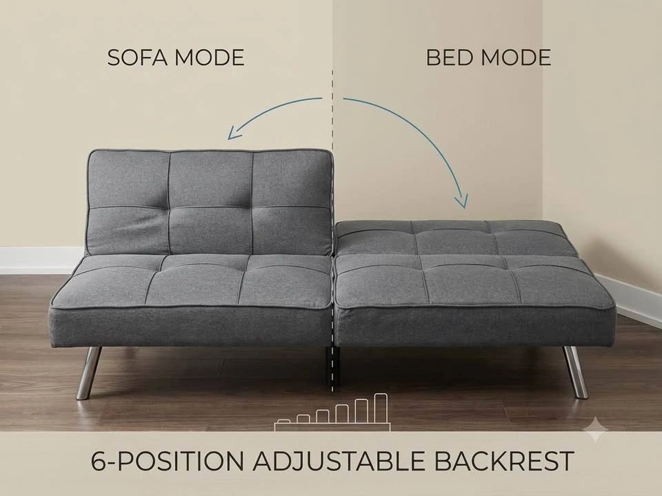 Like-New KOMFOTT Convertible Futon Sofa Bed (Linen Grey) - photo 4