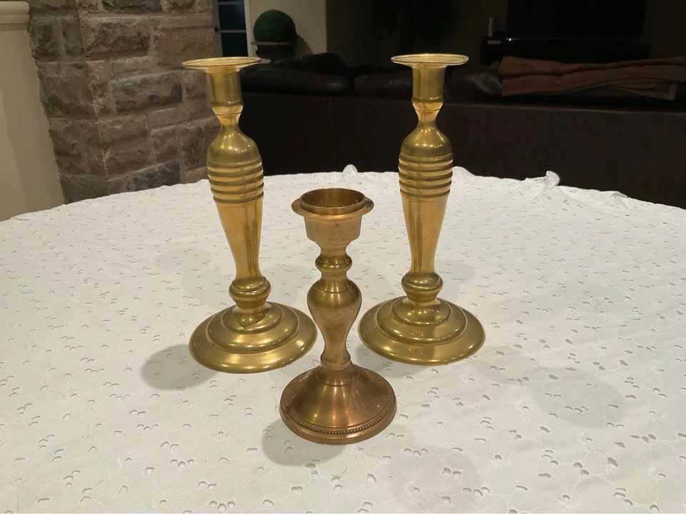 Candlestick Holders Vintage Brass - photo 2