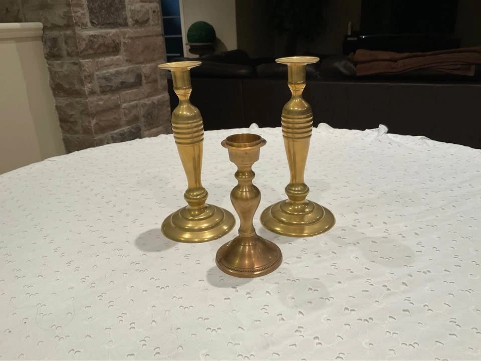 Candlestick Holders Vintage Brass - photo 3