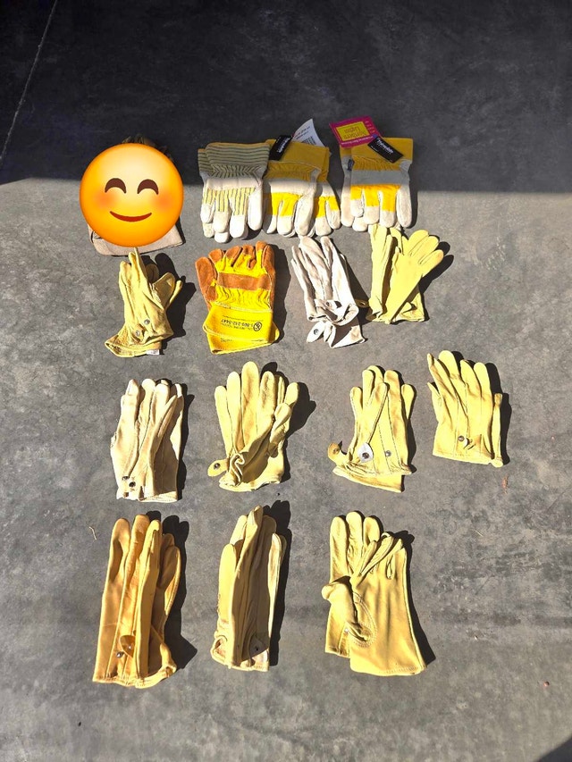 Bulk Lot: 14 Pairs Brand New Leather Work Gloves