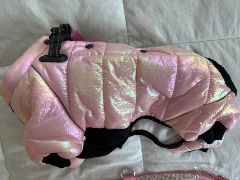 New Pink Rhinestone Harness and Pink Winter Dog Snowsuit - photo 4